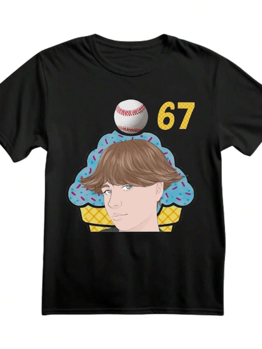 T-Shirt, Baseball T-Shirt, Meme T-Shirt, Funny T-Shirt, Quality T-Shirt, Cool T-Shirt, 6'7 Me - màu đen - Xem 1
