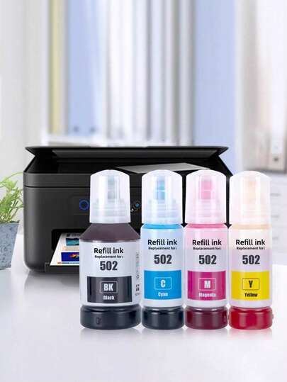 Kompatibla 502 bläckflaskor ersättning för Epson kompatibla 502 bläckpåfyllningsflaskor (ej sublimationsbläck) Användning för ET-2850 ET-3830 ET-3850 ET-2700 ET-3800 ET-3850 ET-2760 0 ET-15