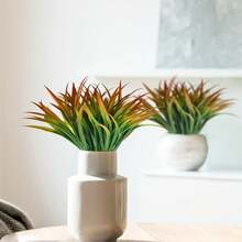 1/3/5/80 pièces Plantes artificielles de 44 cm Herbe de printemps Vase Fausses plantes aquatiques pour décoration de table à manger verte, bureau et ferme, mariage, cuisine, maison, centre de fleurs de mariage, arrangement floral, pour décorations de printemps et d'automne, vase de mariage pour chambre, salle à manger, chambre à coucher, accessoires de fête d'anniversaire, décorations de jardin extérieur - Orange - Voir 6