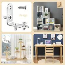 Zestaw 50 narożnych wsporników w kształcie litery L ze stali nierdzewnej (10 wsporników + 40 śrub), 3,99 x 3,99 cm, kąt prosty 90 stopni, ze śrubami, odpowiedni do drewnianych półek, krzeseł, stołów, toaletek i montażu mebli