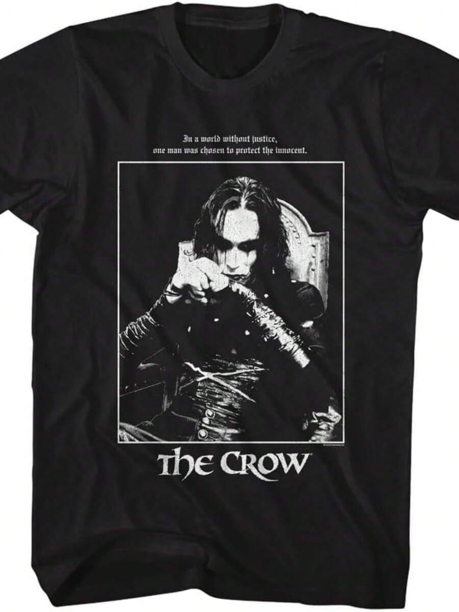 The Crow Movie In A World Without Justice Men Women Short Sleeve T Shirt 90s Movies Vintage Style Gr - 黑色 - 查看 1