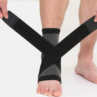 1 st justerbar kompressionsfotledsstöd, varm fotledsrem i nylon, elastisk och bekväm fotledsskydd för sport, unisex