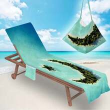 1 Stück schnelltrocknende Strandtuch, Mikrofaser Landschaftsmuster Strandtuch, Strandstuhllehne mit Tasche, geeignet für Strand, Badezimmer, Outdoor, Schwimmen, Pool, Camping, Picknick, Yoga, Tauchen, Urlaubszubehör, Reiseessentials