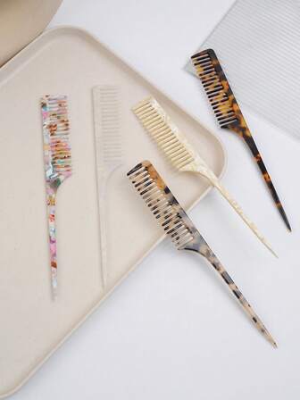 Minimalist Marble Texture Acetate Long Handle Pointed Tail Comb, High-End Leopard Print Antistatic Smooth Hair Comb, Densely Toothed Hair Brush ,Hair Styling Kit ,Hair Tool Kit ,Hair Styling Tools