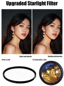 Universal Adjustable 52mm Mobile Phone Camera Lens Clip CPL Starlight 8-Wire Filter Is Suitable For All Smart Phone Camera Lens Filters Compatible With Iphone Android Mobile Phone Summer Vacation, Travel, Creative Photography Mobile Phone Accessories, Mobile Phone Lens, SLR Camera Mobile Phone Filter Portable, Starlight Mirror 8-Wire 6-Wire 4-Wire Starlight Filter