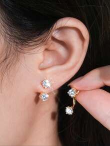 2 piezas Conjunto de joyas de plata de ley 925 con minimalista y elegante diseño, con 2 quilates de moissanita, adecuado para uso diario, fiestas, trabajo, San Valentín, Día de la Madre, boda, aniversario, cumpleaños, regalo nupcial para mujeres