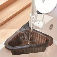 Cesta de drenaje triangular para fregadero, cesta de drenaje de cocina, atrapador de residuos de comida de fregadero de cocina autolimpiante que cuelga del grifo, atrapador de basura de fregadero para restos de comida