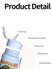 1pc 700ml/23oz Sturdy & Cute New Cartoon Shanhaijing Theme Printed Colorful Water Bottle, Outdoor Leisure Sports Water Cup With Lid & Straw, Leak-Proof Design Suitable For Running, Cycling, Travel - Perfect Gift For Birthday, Christmas, Halloween, New Year, Adorable Water Bottle, Travel Hydration Gear, Cartoon Character Design - Multicolor - View 8