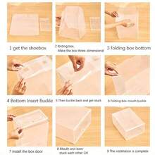 1/6/12 piezas Cajas de plástico transparente para zapatos en el dormitorio, cajas plegables y de almacenamiento para zapatos, con tapas abatibles, gabinetes de zapatos transparentes colocados debajo de la cama.