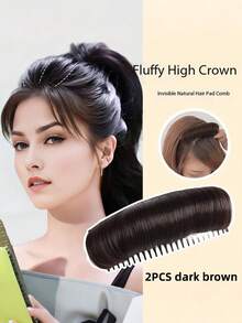 2pcs/1pc Fluffy Hair Comb Pad, Volumizing Hair Styling Tool, Invisible Curly Hair Clip, Hair Puff Styling Insert Tool, DIY Hairstyle - Hair Accessory For Women, Home Beauty Women Accessory Gifts, Hair Styling Kit, For Barber Salon Beauty Travel Essentials ,Hair Styling Tools