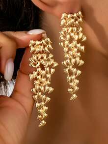 1 par de pendientes de botón de aleación con diseño de corazón hueco, elegante y romántico