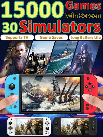 1pc 7-Inch Large Screen Handheld PSP Game Console With 15000 Built-In Retro Games And 30 Simulators Nostalgic Old-Style Card-Inserted Handheld FC/GBA Classic Joystick Arcade Support Connected To TV Rechargeable Games Can Be Saved Give It To Husband And Boyfriend As A Holiday Birthday Gift