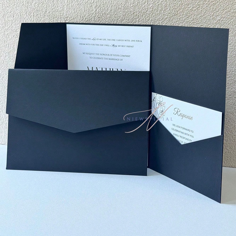 NIEWSPECIAL 25 wedding invitation cards tri-fold with envelopes, simple engagement, quinceañera, baptism invitation cards, DIY inv...