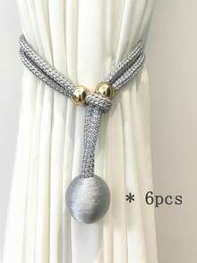 2 件丝绸串珠窗帘绑带，最大周长 14 英寸 - 适用于薄窗帘或厚窗帘的窗帘绳环，带挂钩的波西米亚农舍窗帘绑带，家庭办公室装饰窗帘绑带，可爱的宿舍窗帘绑带绳（粉色/金色/米色/灰色/蓝色/香槟色/白色/绿色/勃艮第色）