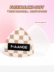 MAANGE 1pc Highly Absorbent Triangle Powder Puff Professional Portable With Case Travel Makeup Sponge Dry And Wet Dual-Use Foundation Puff Cosmetic Applicator For Powder Liquid Facial Makeup Tools Gift For Women & Girl - 杏色 - 查看 9