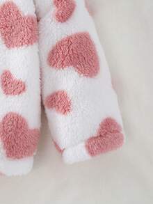 Girls' Autumn/Winter Furry Heart Hooded Warm Cartoon Fleece Padded Jacket