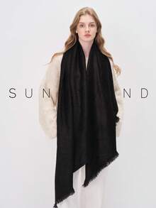1pc Elegant Solid Color Soft & Skin-Friendly Versatile Scarf - Black - View 3