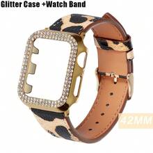 Neuer Leoparden-Muster Armband mit Goldgehäuse kompatibel mit Apple Watch Series 10 9 8 7 6 5 4 3 2 1, stilvolles 2-teiliges Uhrenarmband Set für Herren und Damen, geeignet für 38mm 40mm 41mm 42mm 44mm 45mm 49mm