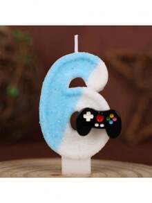1Pc Gamepad Themed Number Candle (0-9), Glitter Game Controller Birthday Cake Candle, Creative Digital Candles For Birthday/Wedding Anniversary Party Decoration Supplies