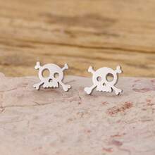 1 Pair Punk, Skull Stud Earrings, Men's Earrings