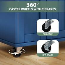 39" Kitchen Island On Wheels With Storage Cabinet Kitchen Cart Cabinet With Shelves, Cart Handle For Towel Rack Or Free Mobility, Portable Islands, - Màu xanh lam - Xem 10