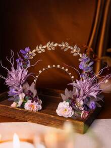 Women's Floral Headband, 3D Lifelike Flower Grass Hair Hoop, Rustic Artificial Rose Flower Crown Headpiece, Personalized Headwear For Party, Wedding, Holiday - 彩色 - 查看 12