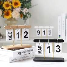 1pc Creative Flip Desk Calendar, Nordic Minimalist Perpetual Calendar For An Aesthetic Workspace Upgrade, Chic Home & Office Decor Accent