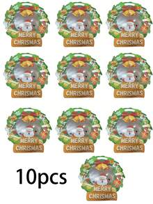 10 pezzi Sacchetti di Natale con zip, sacchetti regalo riutilizzabili, confezione di sacchetti regalo natalizi di forme speciali con manici per compleanni, matrimoni, feste di Natale, feste di Natale e regali per la classe