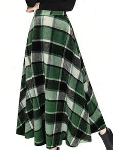 Falda casual de mujer con bolsillo a cuadros - Multicolor - Ver 3