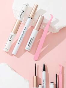 Eyelash Extension Kit - Glue + Eyeliner + Makeup Remover Oil + Tweezers, Gentle, Quick-Drying, Suitable For Daily Makeup Or Outings - White - View 2