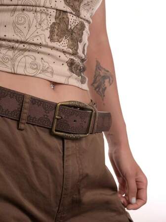 1pc Vintage PU Leather Belt, Versatile For Women And Men, Suitable For All Seasons