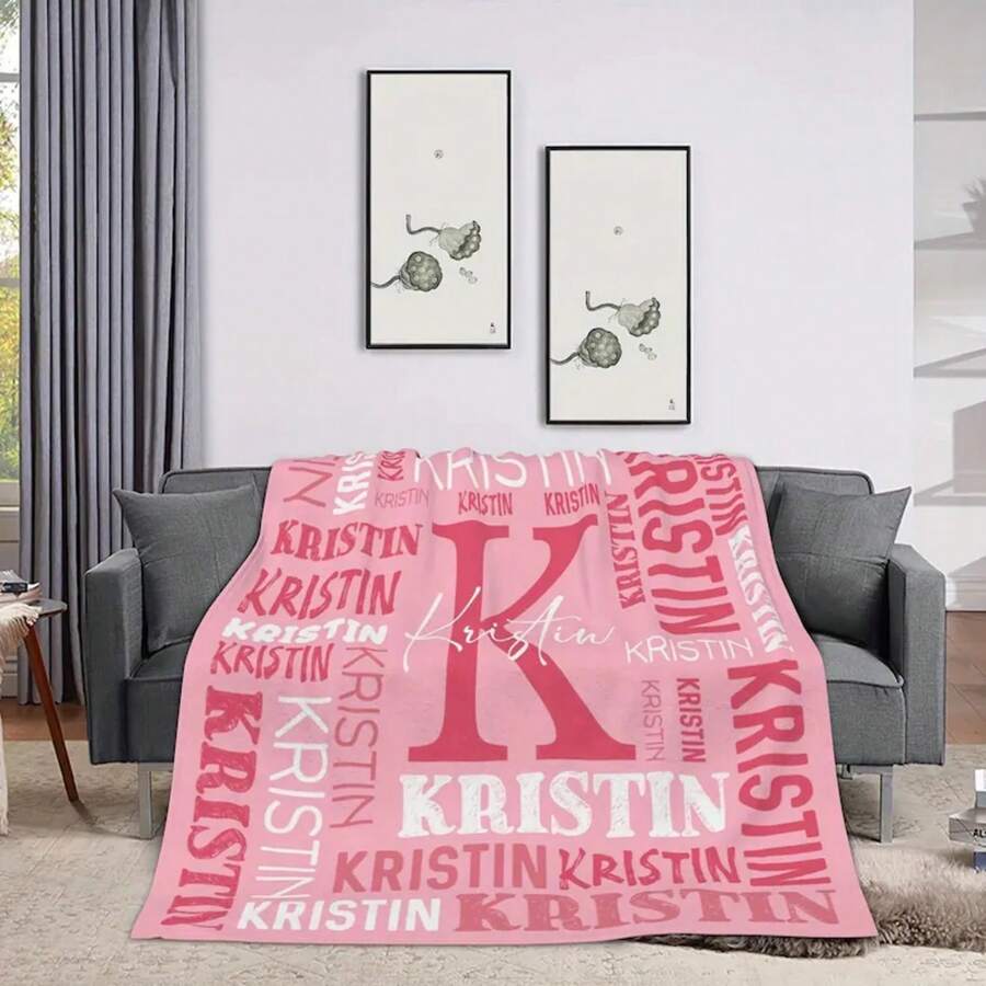 Flannel Name Blanket – Soft  Baby Blanket For Girls & Boys- For Travel, Bed, Sofa, Picnic, Birthday And Gift Keepsake - 金色 - 查看 1