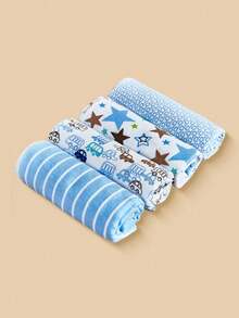 4 件/2 件套新生儿襁褓毯，温暖舒适的婴儿花卉印花包裹毯，卡通图案婴儿平纹细布包巾（多种颜色） - 彩色 - 查看 12