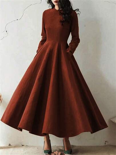 Women's Elegant Romantic Long Sleeve Flare Dress