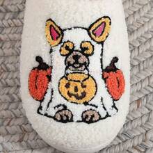 Cozy Plush Halloween Pumpkin Slippers, Non-Slip Fluffy Design - White Pumpkin Dog - View 8