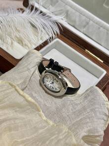 1件女士椭圆形罗马数字休闲优雅石英腕表，适合日常佩戴 - 黑色 - 查看 5