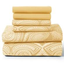 Lux Decor 6-Piece Paisley Bed Sheet Set, High-GSM Brushed Microfiber, 16-Inch Deep Pockets, Includes Sheets & Pillowcases, Soft, Hypoallergenic, Easy Care, Hotel-Quality Bedding, Twin, Full, Queen & King Sizes - 灰褐色 - 查看 13
