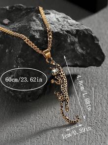 1 Stück modischer, vintage europäischer & amerikanischer personalisierter Hiphop Leoparden Anhänger Halskette, geeignet für lässige Streetwear von Männern