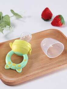 KUNT 1 件婴儿水果咬咬玩具，可爱小猪图案，彩色硅胶网袋，防噎住防窒息，神奇婴儿水果喂食器，出牙和缓解压力