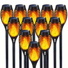 12 Pack Solar Flame Torch Lights, Outdoor Lights Solar Powered Waterproof For Outdoor Decor, LED Torches For Outside Decor,  Solar Outdoor Decorations For Patio Garden Art, Halloween Decorations, Halloween Decor