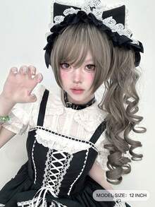 alicegarden 1 Synthetic Heat-Resistant Wig With Bangs, Gray Long Rolled Wig, 20 Feet Long, Made Of Fiber, Suitable For Daily Use, Natural Simulation Wig - Grey - View 2