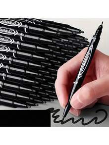 100 szt./70 szt./30 szt./10 szt./4 szt./1 szt. Dwustronny marker permanentny – alkoholowy i oleisty, czarny, z cienką i skośną końcówką, nie rozmazuje się, nadaje się do malowania, szkicowania – artykuły biurowe, szkolne i biurowe.