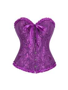 女士复古提花胸衣上衣，塑形紧身胸衣式性感抹胸露脐上衣，适合派对、万圣节、节日和其他场合