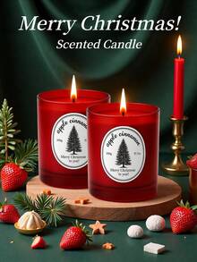 300g Christmas Decorations Candle | Red Soy Wax Jar, Autumn Home Decor, Christmas Scented Candle Gifts For Women, Holiday Party Decoration. Room Decor, Christmas Gifts