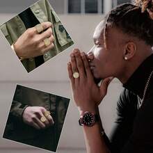 Un juego de 5 anillos de lujo para hombres con incrustaciones de diamantes, un anillo que muestra la presencia de un hombre y es adecuado para que los hombres lo usen - Dorado - Ver 3