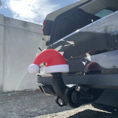 1pc Santa Hat Trailer Hitch Cover For 50mm Ball - Universal Tow Bar Ball Cover Cap Ball Hood, Dustproof & Debrisproof Protector