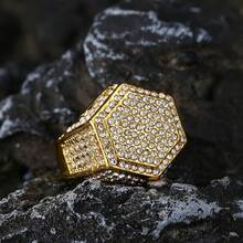 Un juego de 5 anillos de lujo para hombres con incrustaciones de diamantes, un anillo que muestra la presencia de un hombre y es adecuado para que los hombres lo usen - Dorado - Ver 4