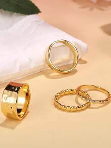 Milacolato Stackable Chunky Gold Rings For Women Non Tarnish Dainty 14K Gold Plated Stacking Thumb Rings Set  Gold Wedding Band Ring Size 5-11 - Multicolor - View 5