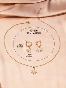 3st Elegant Zirconia Inlagd Blomsterhänge Halsband Och Örhängen Smyckesset, presentask för kvinnor Present Alla hjärtans dag - Silver - Visa 10