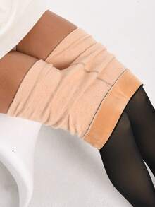 1 Pair Of Women's Fleece Lined Thermal Sheer Tights - Extra Thick To Keep Cold, Nude Semi-Sheer Black Tights, Perfect For Fall And Winter, Hand Wash Only, Elegant Special Collection, Winter Tights, Cold Weather Clothing, Seamless Design, Fashion Tights, Comfort Fit, Durable Fabric, Suitable 0~15℃